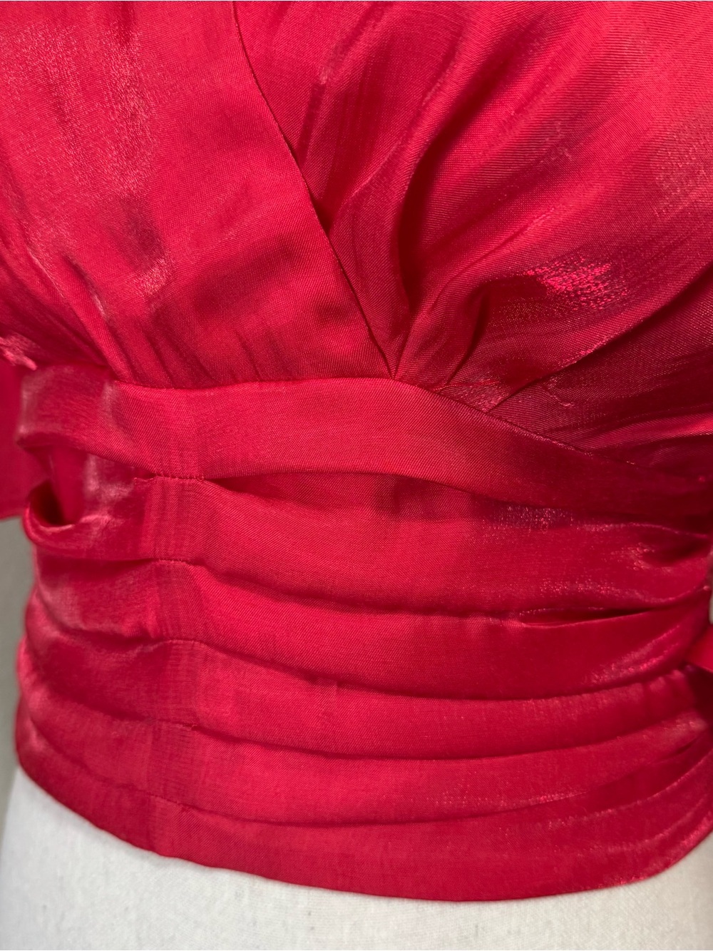 CIEBON | Farrah Shimmer Satin Red Puff Sleeve Shirt Blouse XS NWT - Picture 13 of 16